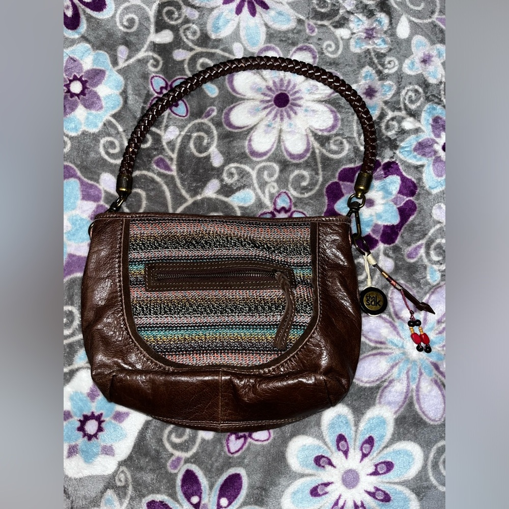 The Sak Leather Purse with Colorful Woven Front